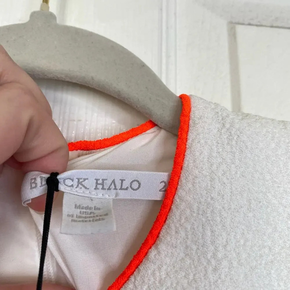 NWT BLACK HALO Puma Sheath Dress Orange Tang Size 2 Pebble Crepe - Picture 4 of 8